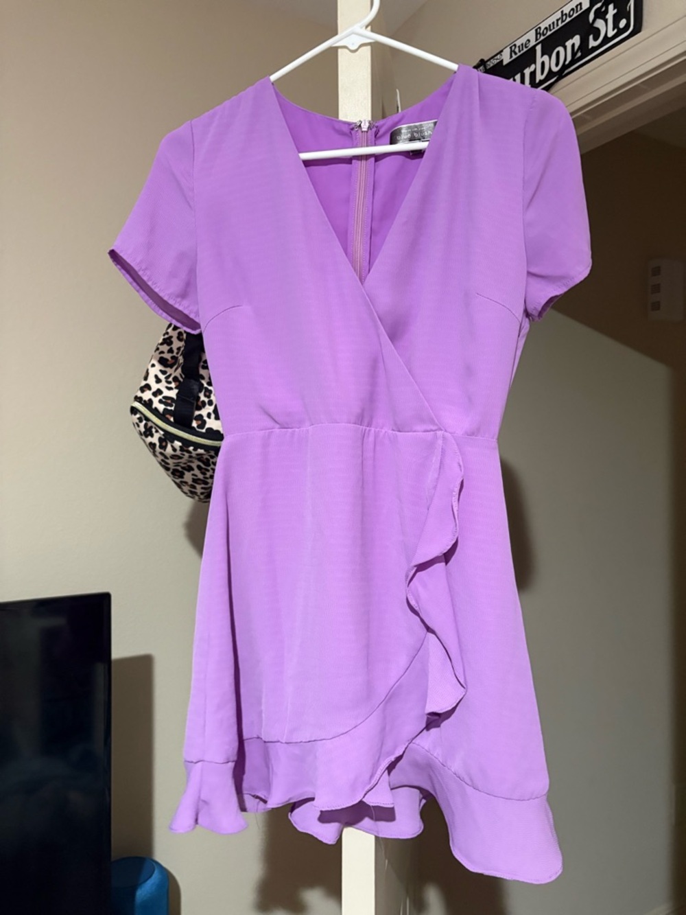 entro Lavender Wrap Mini Dress
